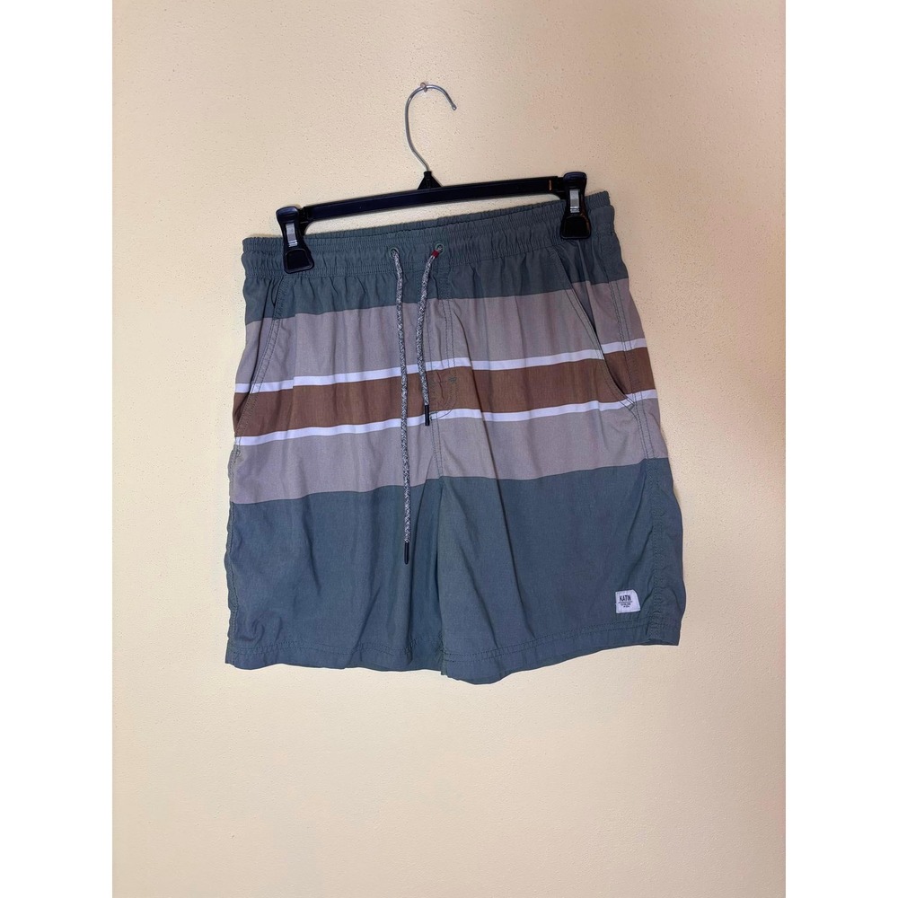Katin Striped Swim Trunks Mens Small Swimsuit Shorts Drawstring‎ Pocket